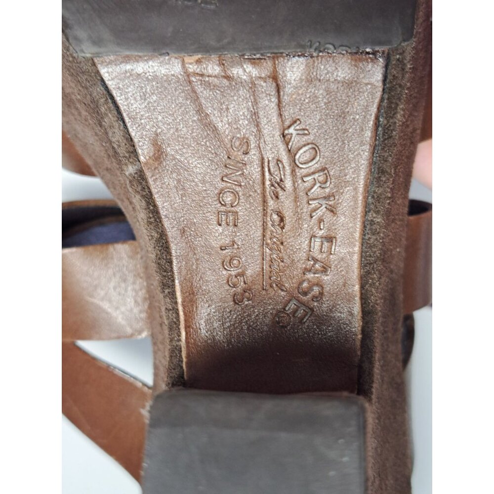 Kork-Ease Beatrice Brown Leather Strappy Wedge Platform Sandals Clogs Size 7/39 - Picture 6 of 11